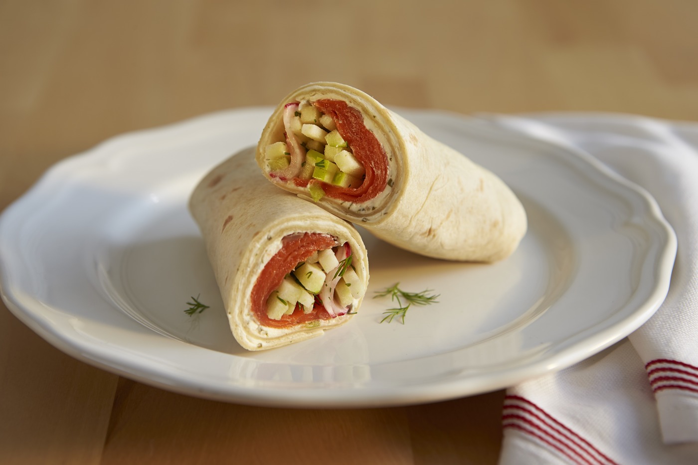 Smoked Salmon with Cream Cheese and Apple Slaw Wraps Dempster's